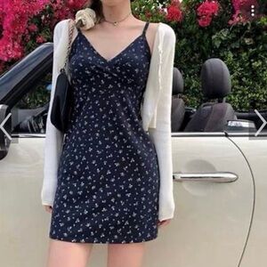 NWOT Brandy Melville Navy Dress with White Floral Pattern